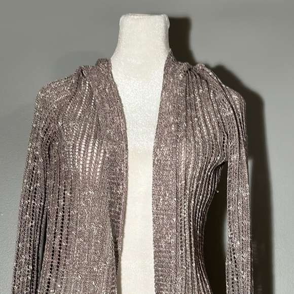 Full Tilt Purple and White Cardigan Sweater with Hood, Size Medium - Picture 2 of 6